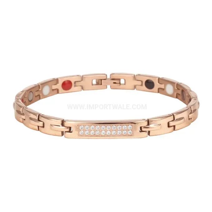 Modern Titanium Steel Zircon Embedded Bio Magnetic Jewelry Set