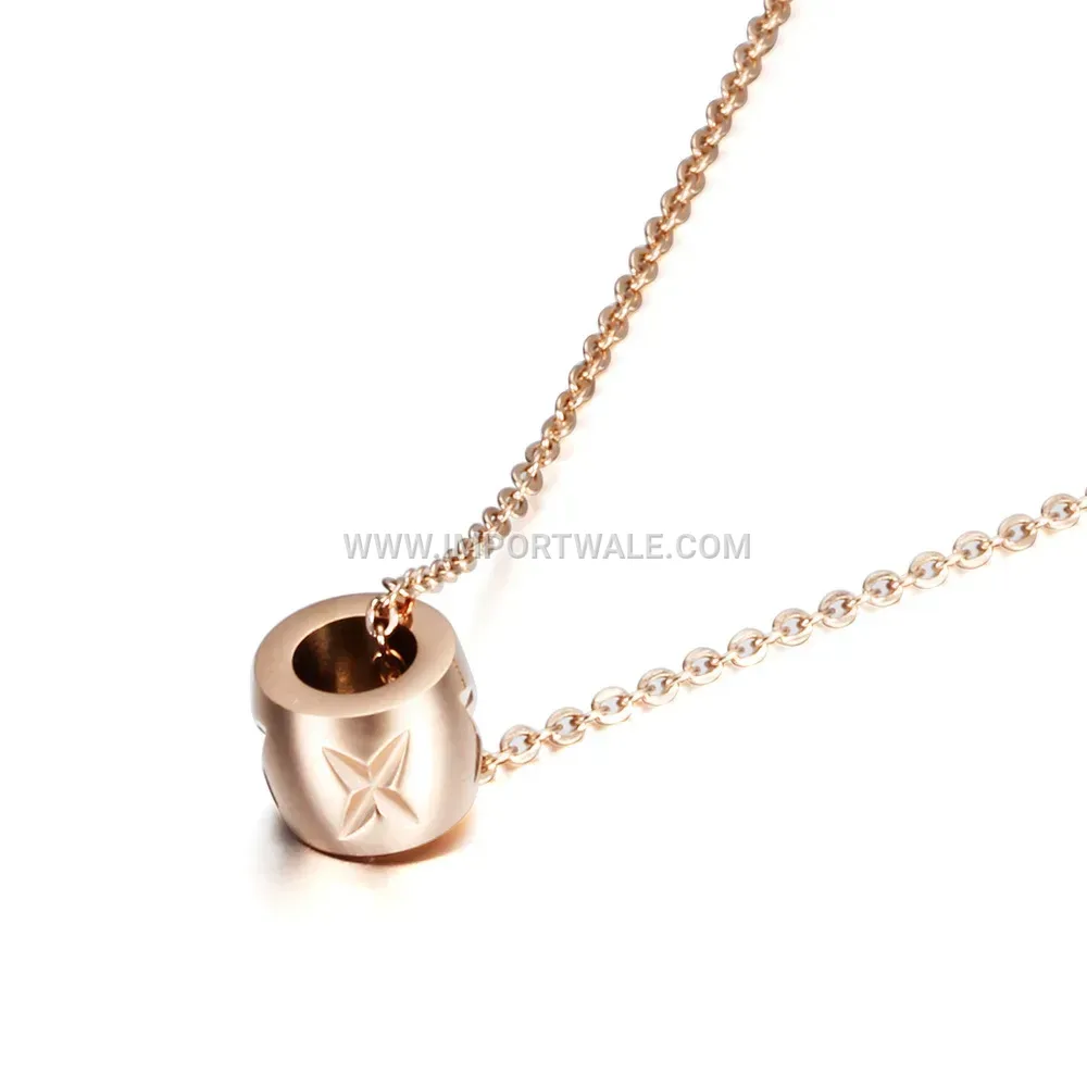 Rose Gold Stainless Steel Circular Pendant Choker Necklace
