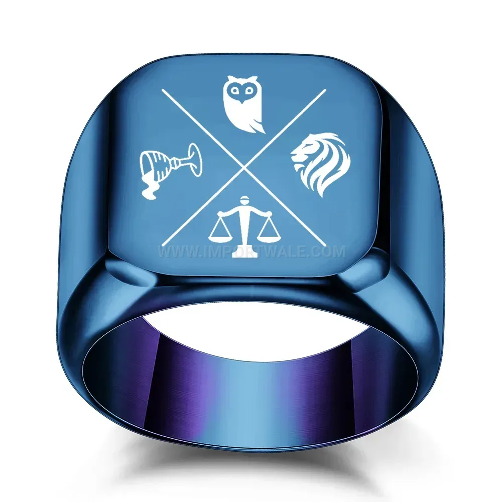 Chic Laser Etched Stainless Steel Signet Band Ring
