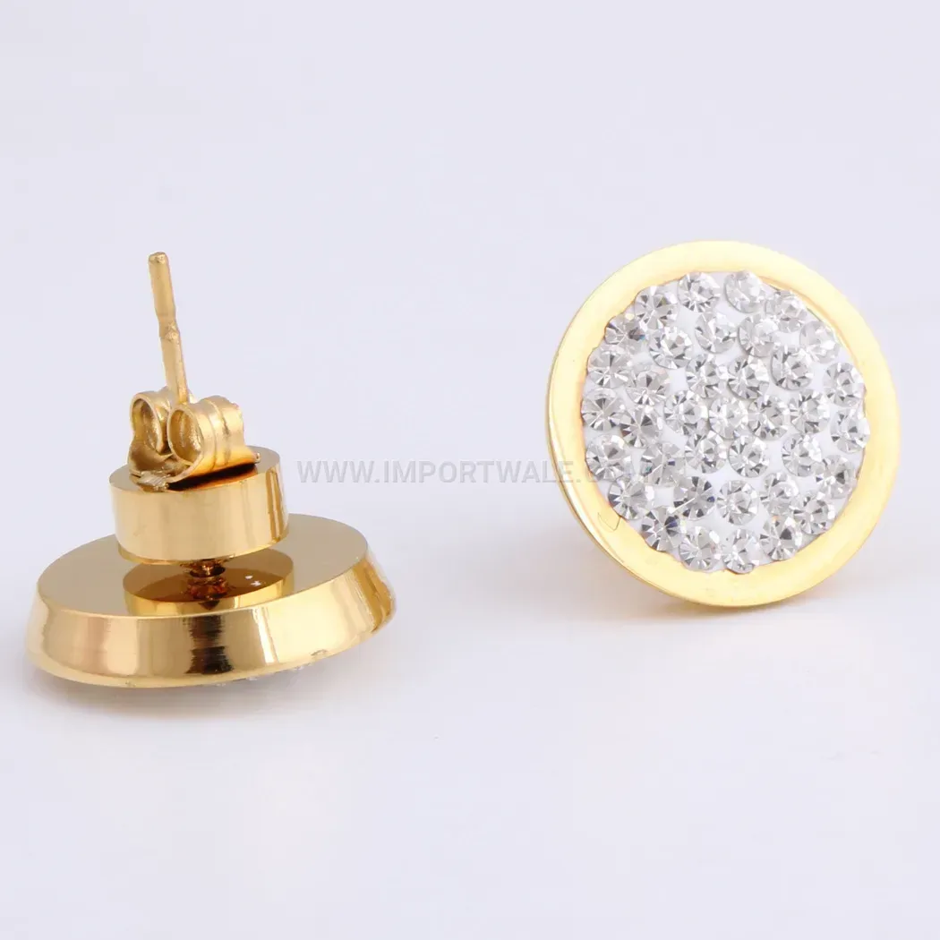 Sparkling Crystal Circular Stainless Steel Stud Earrings
