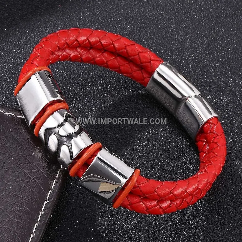 Triple Layer Bamboo Motif Stainless Steel Open Cuff Bracelet