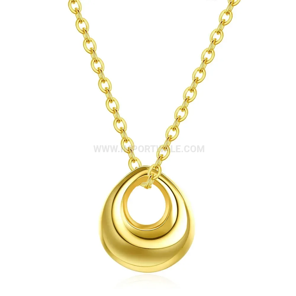 Hollow Teardrop Stainless Steel Pendant Necklace