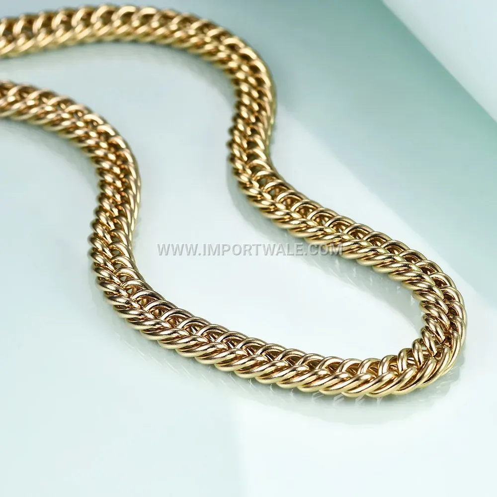 Gold Plated Stainless Steel Cuban Chain OT Clasp Statement Necklace