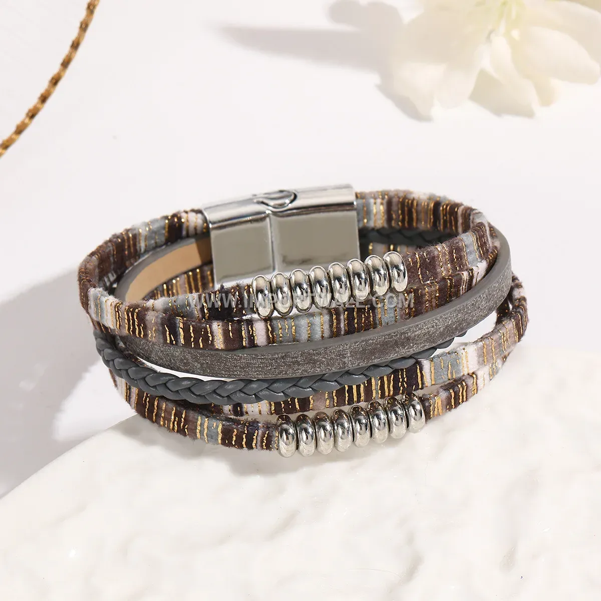 Minimalist Multi-Strand Faux Leather Bohemian Wrap Bracelet