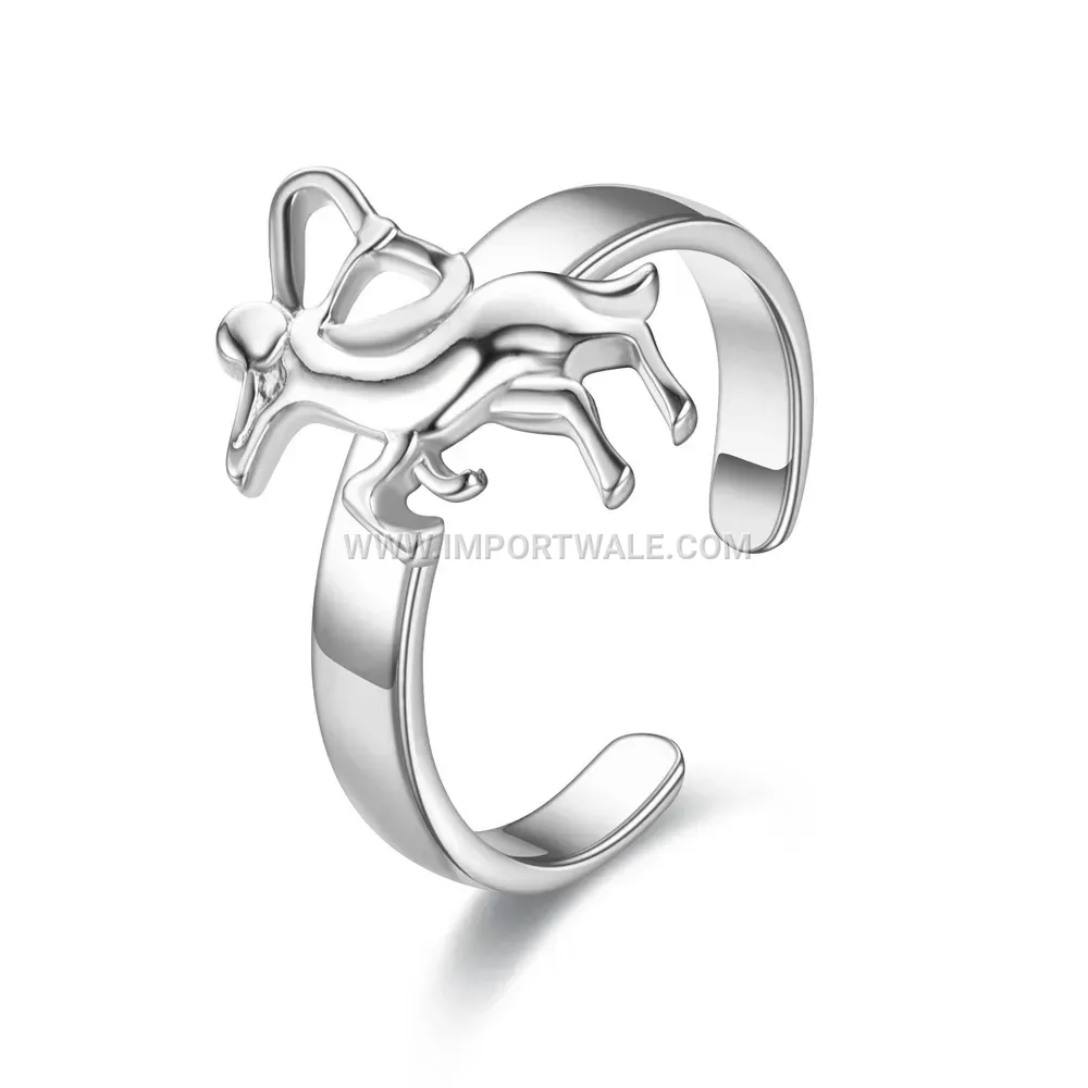 Zodiac Engraved Adjustable Stainless Steel Open Ring