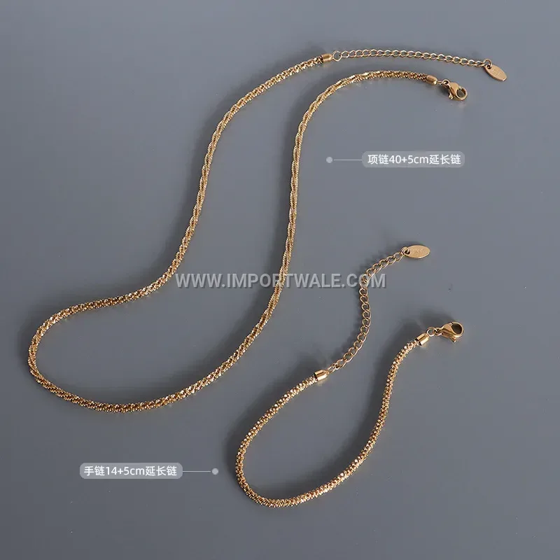 Sparkling French Style Titanium Steel Chain Jewelry Set