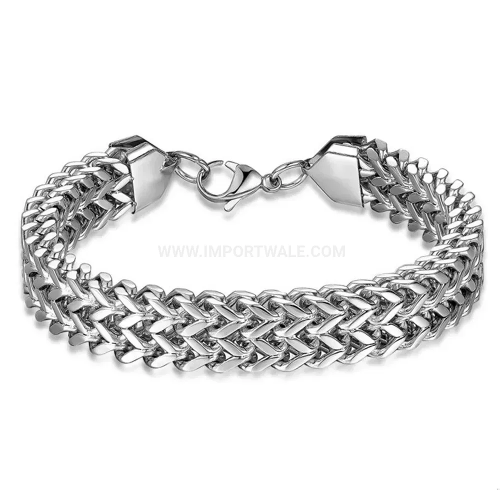 Men's Punk 12mm Stainless Steel Keel Chain Link Bracelet
