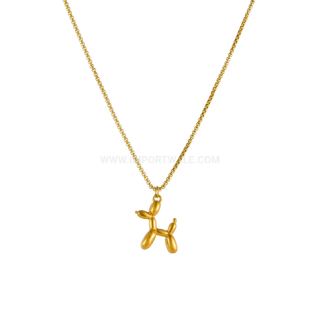 Chic Retro Titanium Steel Balloon Dog Geometric Pendant Necklace