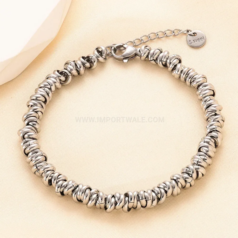 Interlocking Circular Ring Link Stainless Steel Bracelet