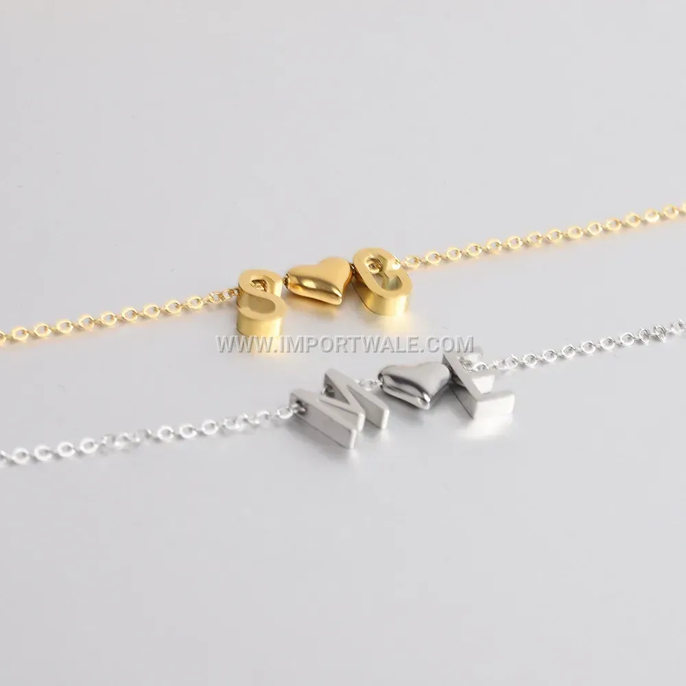 Customizable Stainless Steel Initial Letter Pendant Charm Necklace