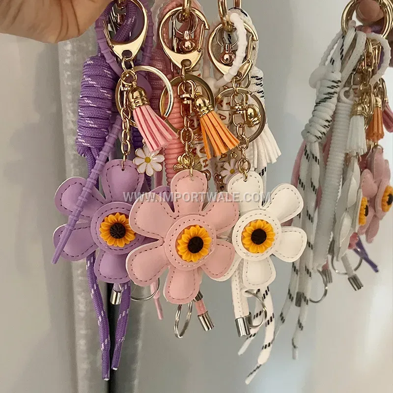 Woven Rope Sunflower Keychain Bag Charm