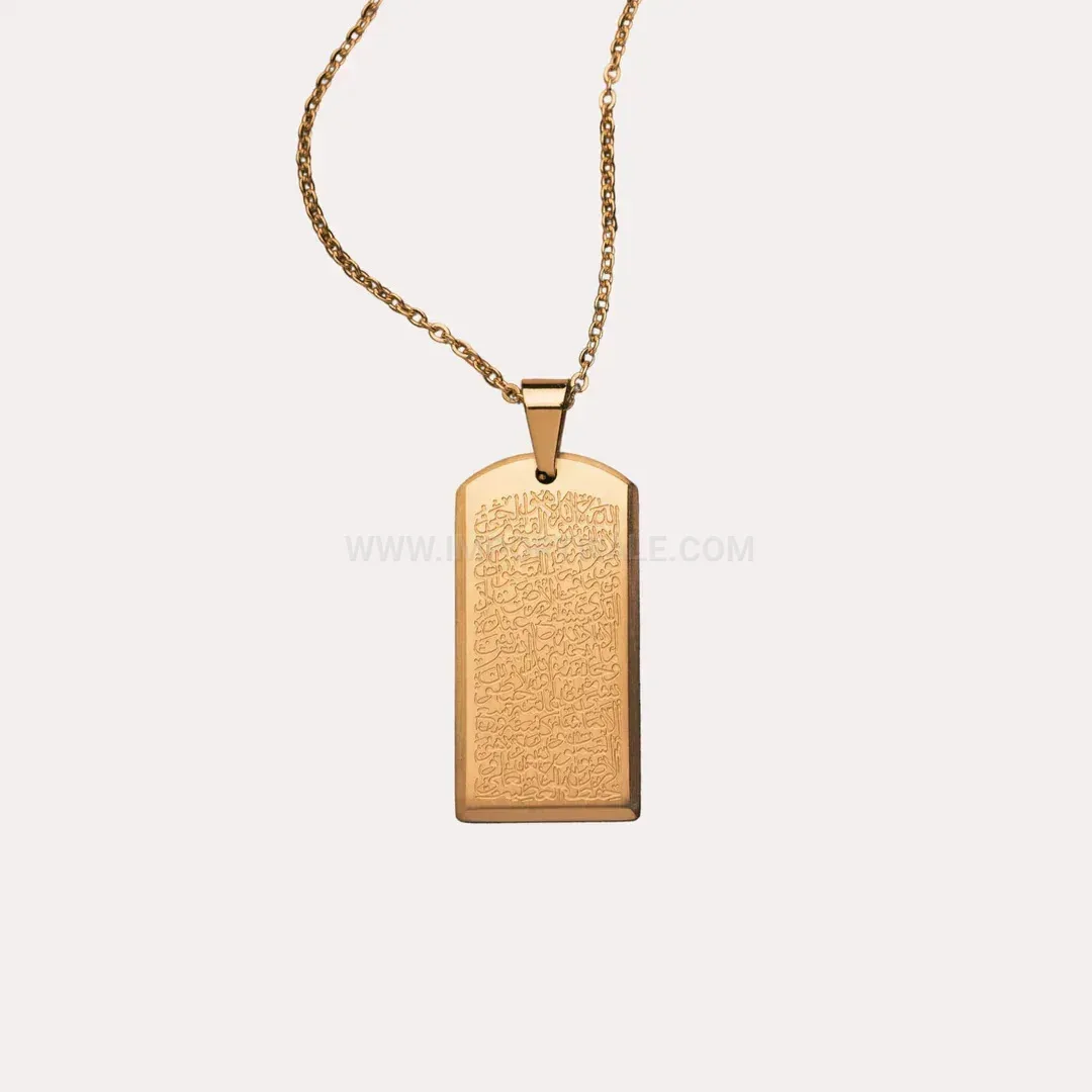 Dainty Arabic Inscription Geometric Stainless Steel Link Chain Necklace