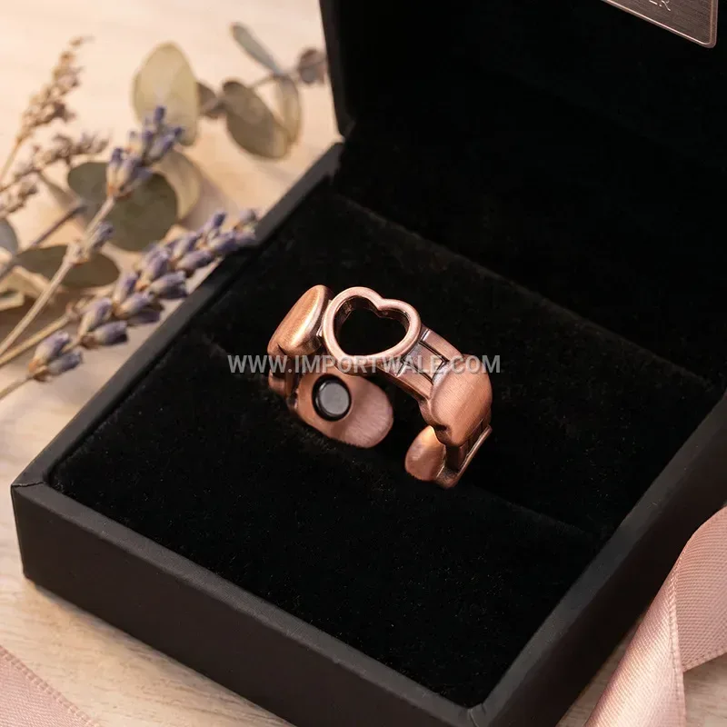 Cutout Open Heart Pure Copper Magnetic Therapy Ring