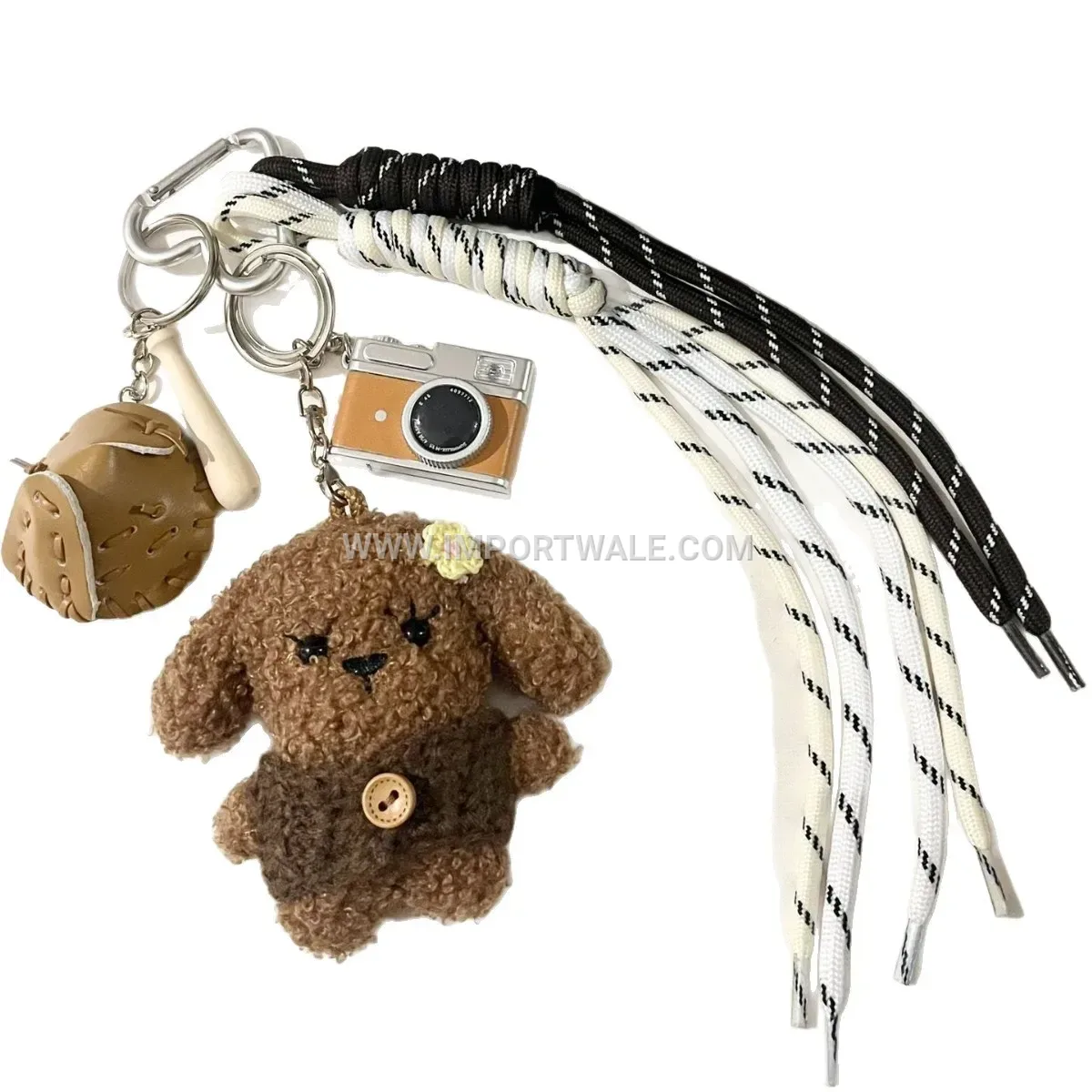 Plush Teddy Dog Vintage Bag Charm Keychain