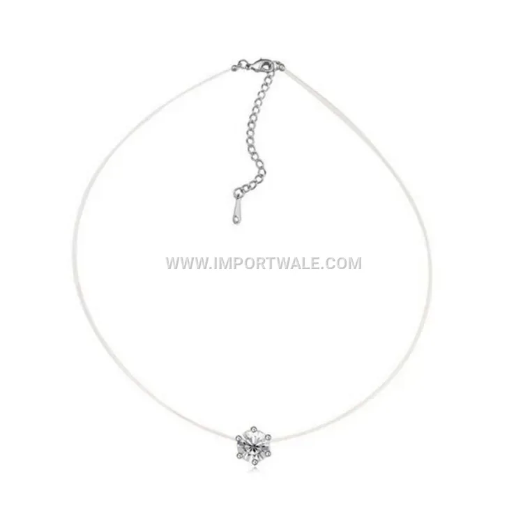 Minimalist Alloy Fishing Line Choker with Crystal Star Pendant