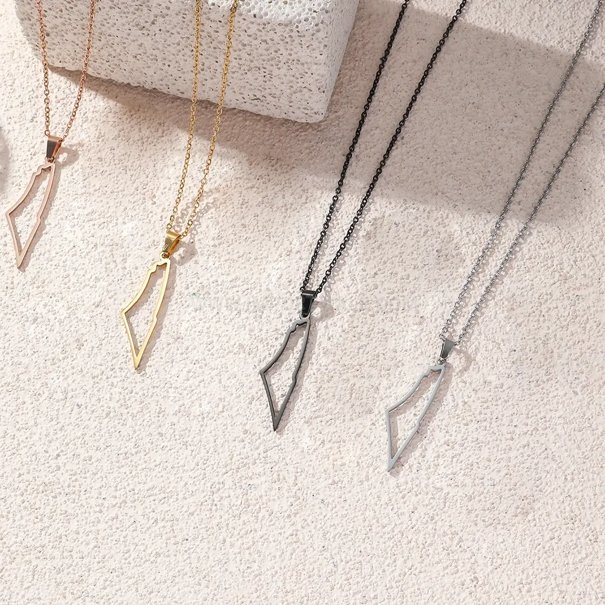 Trendy Hollow Map Peace Amulet Stainless Steel Pendant Necklace