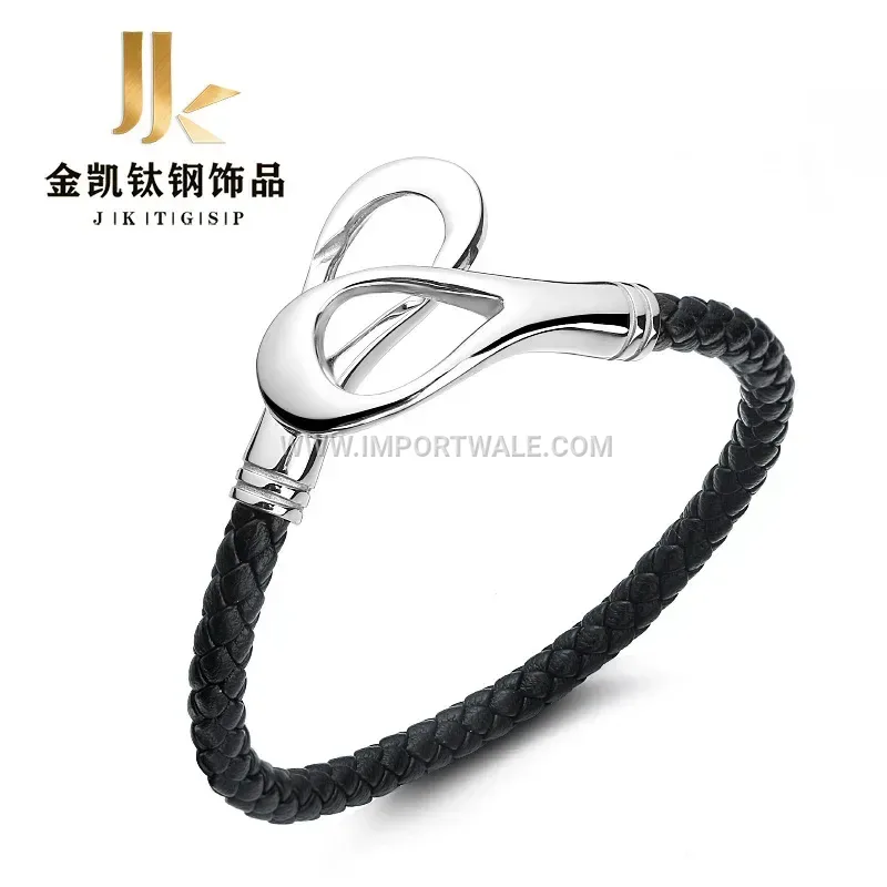 Minimalist Leather Cord Stainless Steel Magnetic Clasp Bracelet