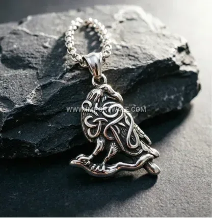 Norse Mythology Odin Raven Stainless Steel Pendant
