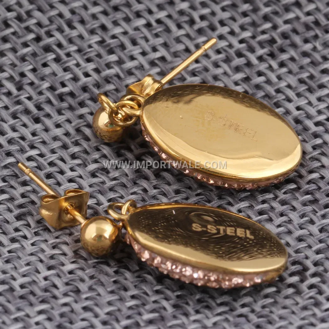 Rhinestone Oval Cat Eye Stainless Steel Stud Earrings