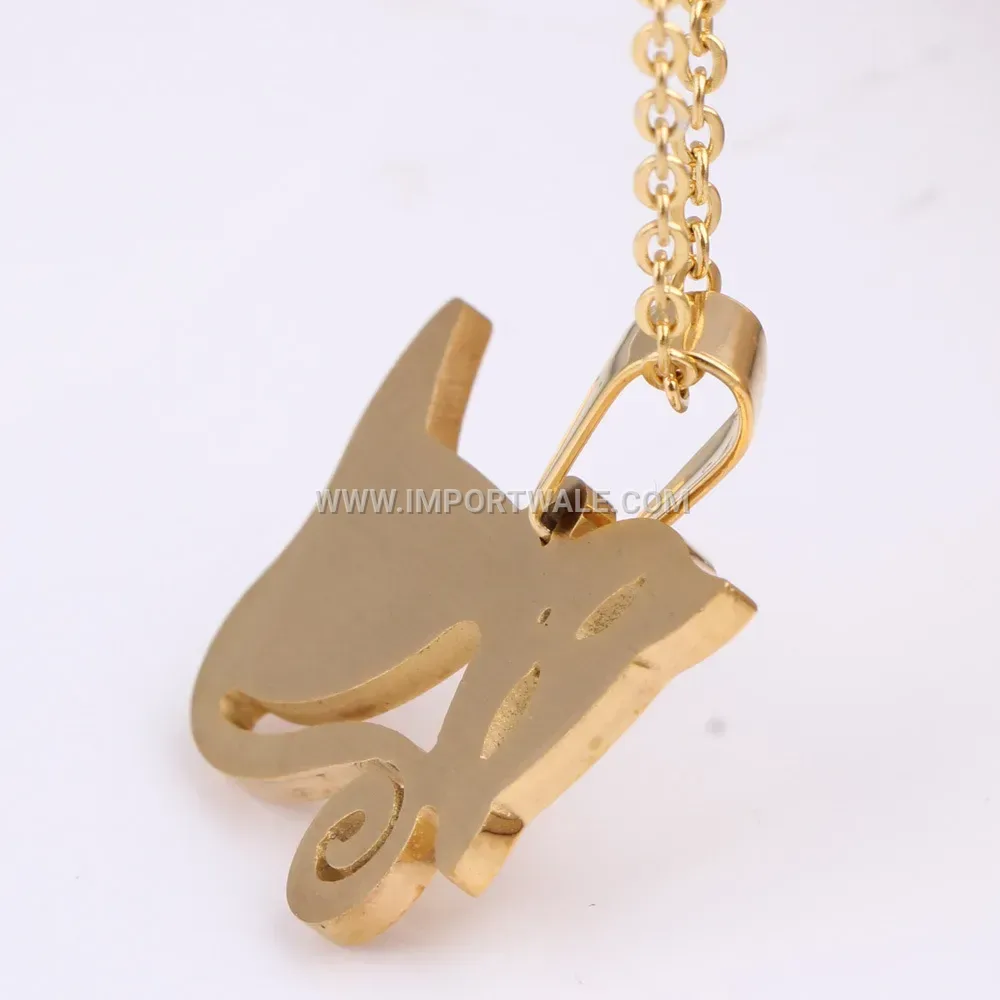 Playful Stainless Steel Rhinestone Cat Pendant Necklace