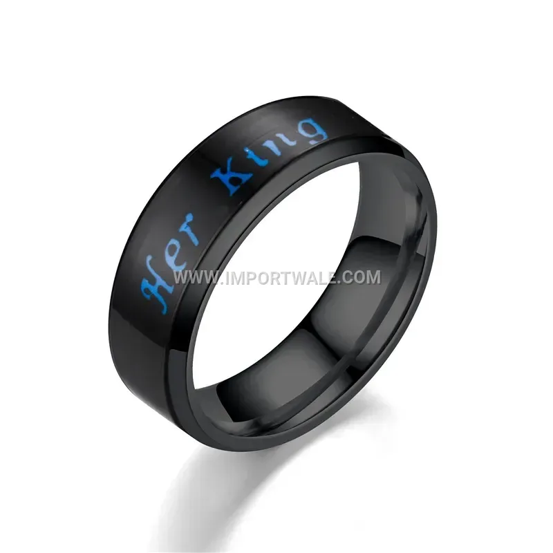 Temperature Sensitive Stainless Steel Couple Crown Ring
