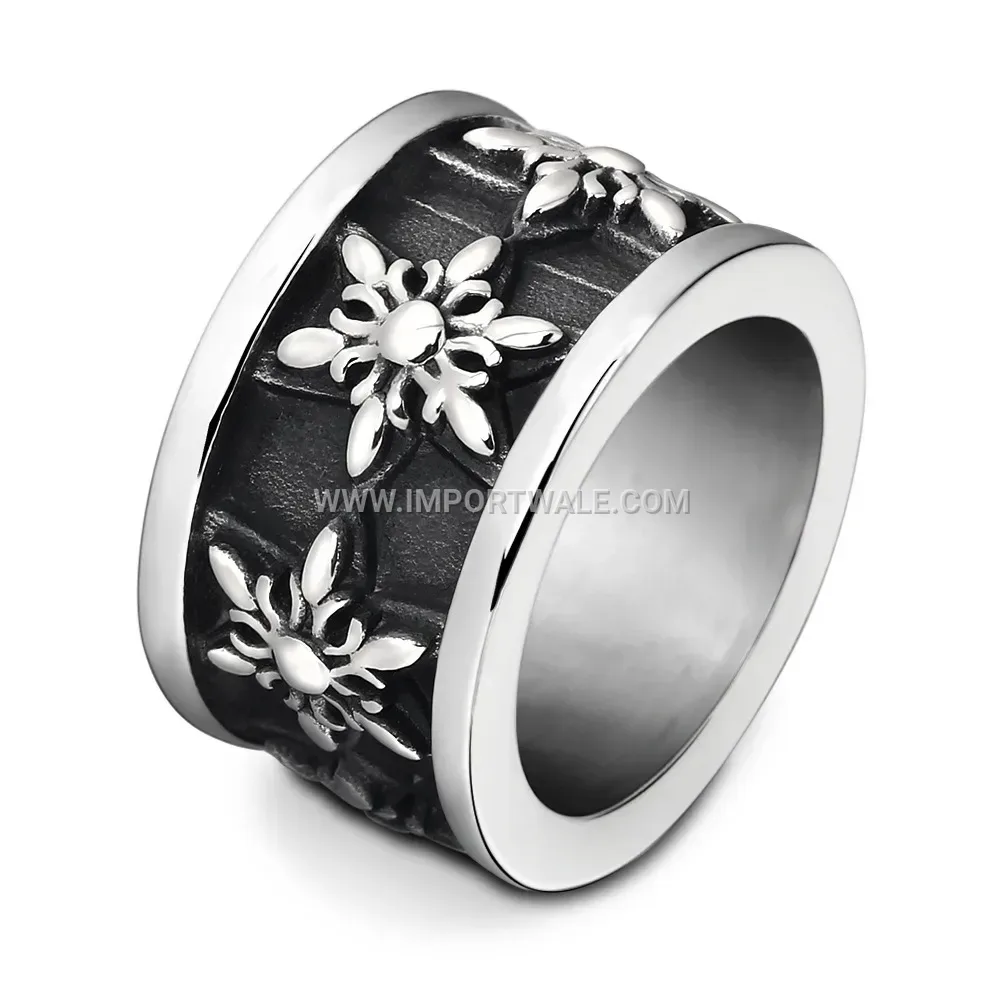 Retro Stainless Steel Hexagram Star Band Ring