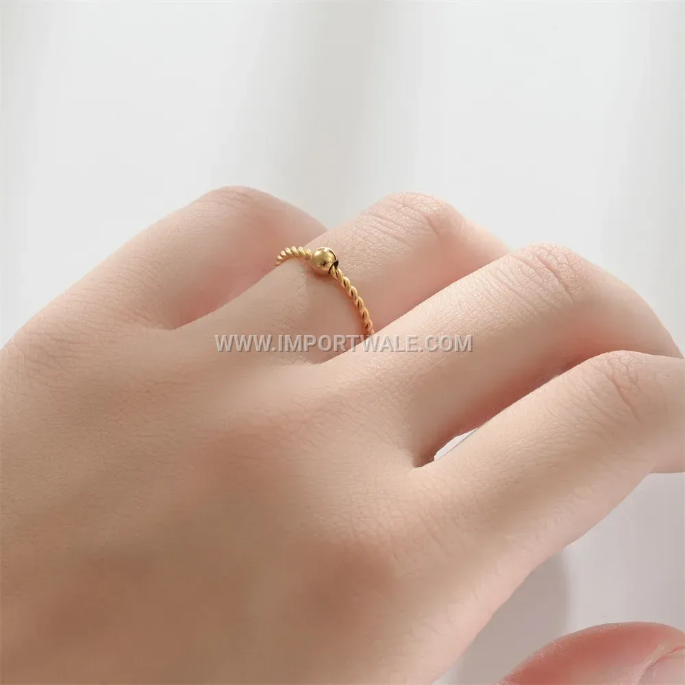Twisted Rope Gold Plated Stainless Steel Pinky Ring