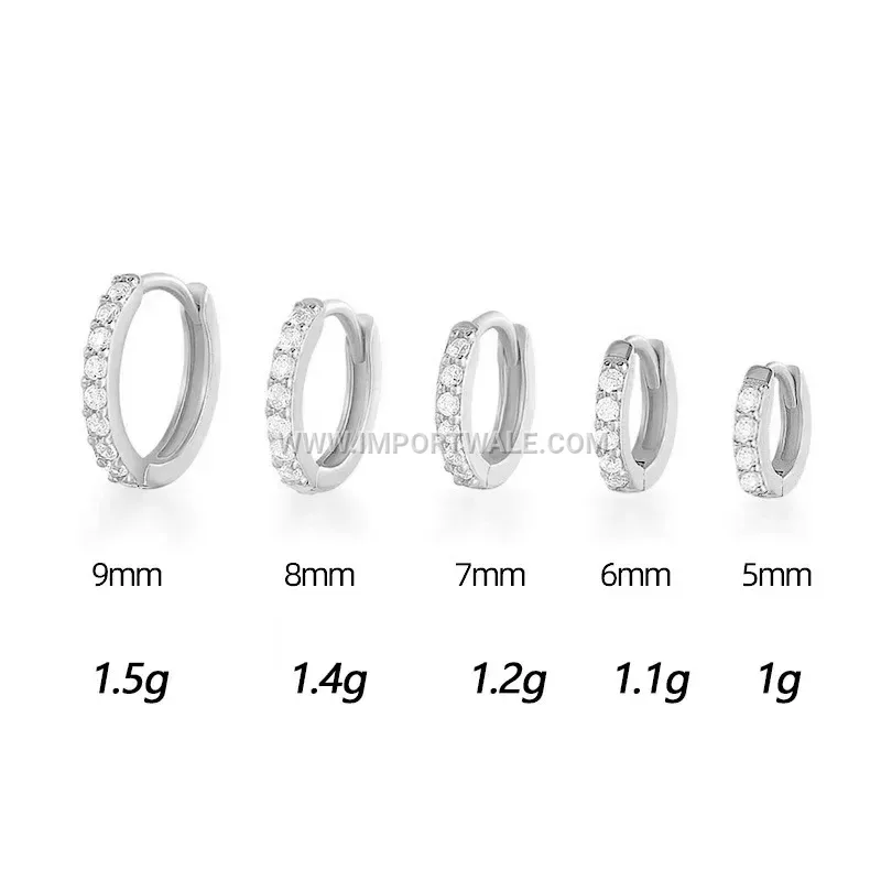 Rhodium Plated Geometric Crystal Hoop Earrings