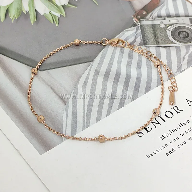 Geometric Stainless Steel Bead Chain Anklet