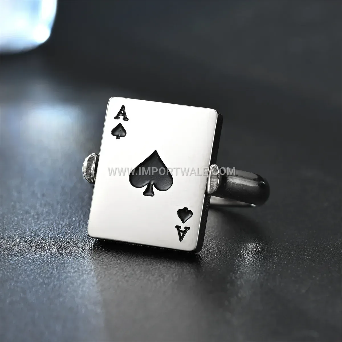 Stainless Steel Reversible Playing Card Fidget Ring