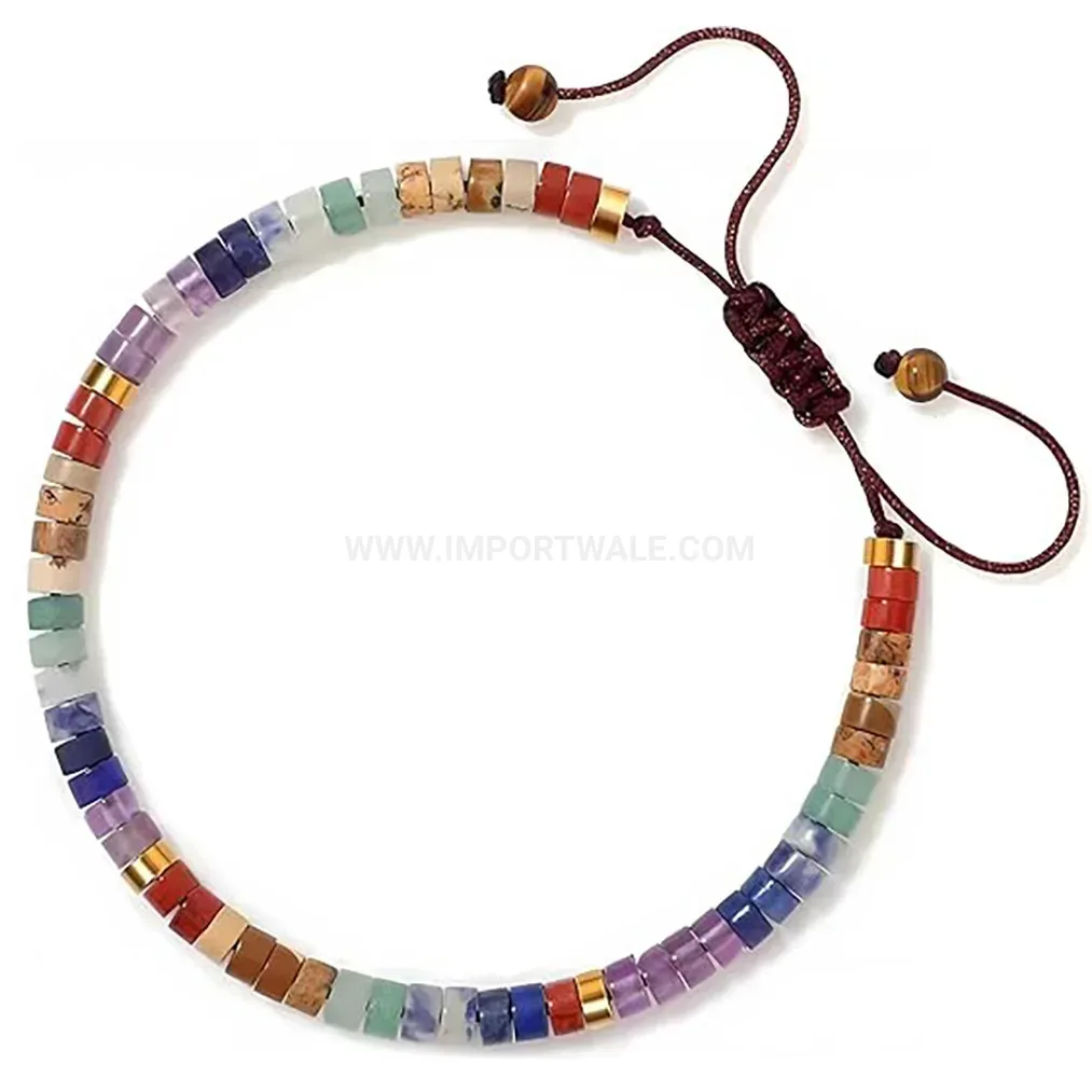 Minimalist Adjustable Natural Crystal Beaded Charm Bracelet
