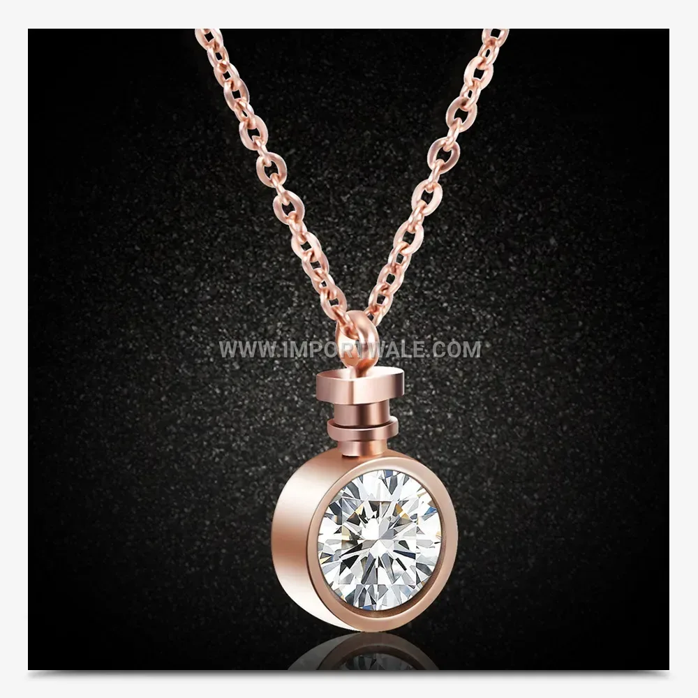 Rose Gold Stainless Steel Circular Pendant Choker Necklace