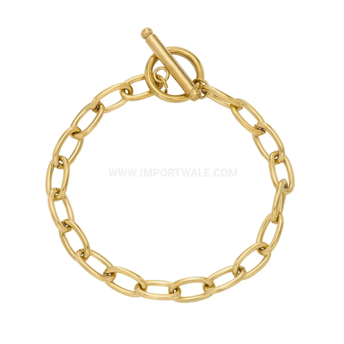 Modern Stainless Steel Paperclip Chain Heart Toggle Bracelet