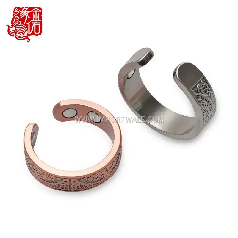 Tree of Life Adjustable Red Copper Magnetic Open Ring