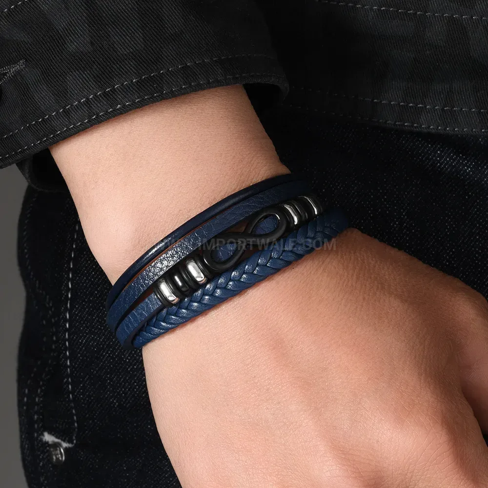 Chic Braided PU Leather Infinity Charm Bracelet With Magnetic Clasp