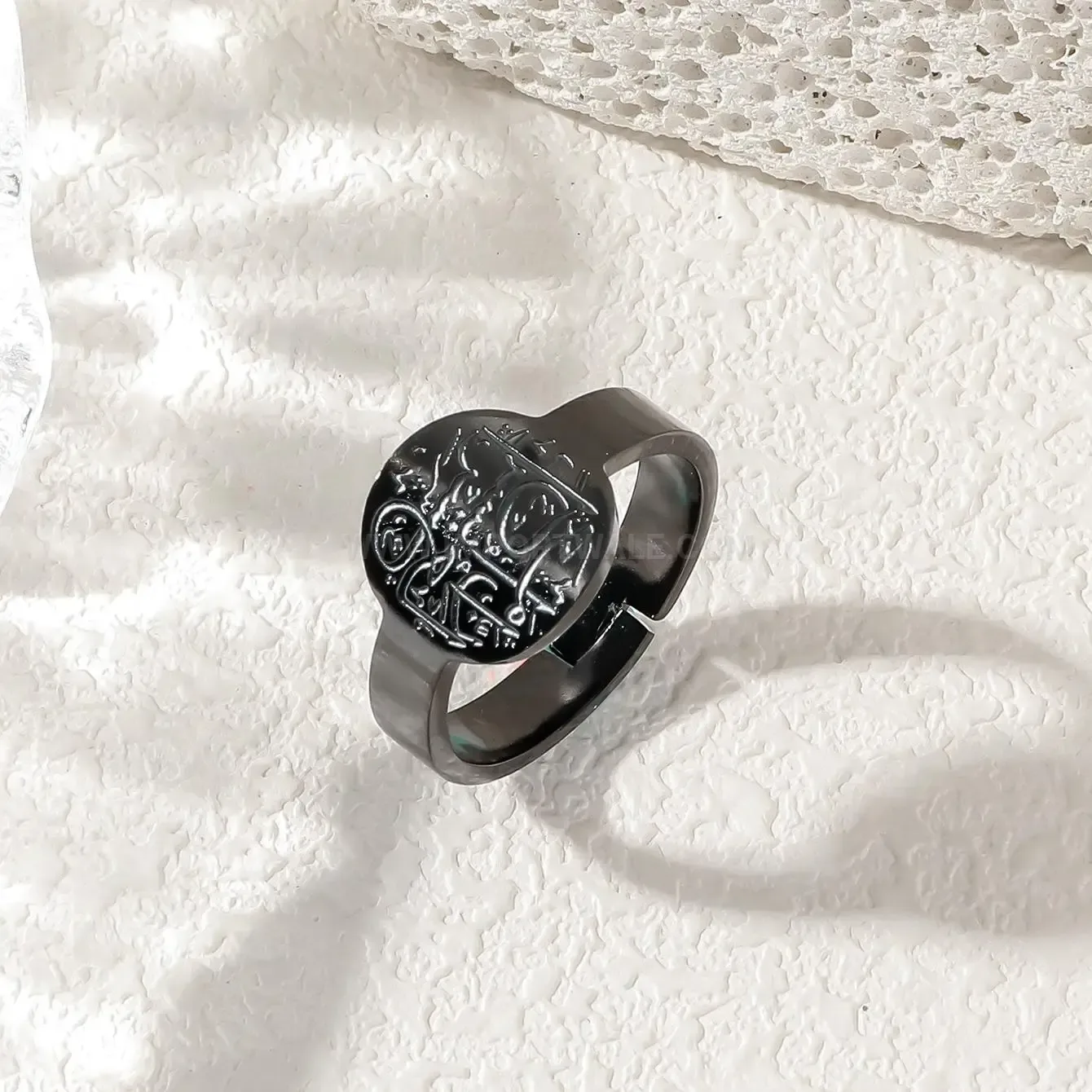 Fashion Stainless Steel Quran Scripture Arabic Calligraphy Islamic Ring