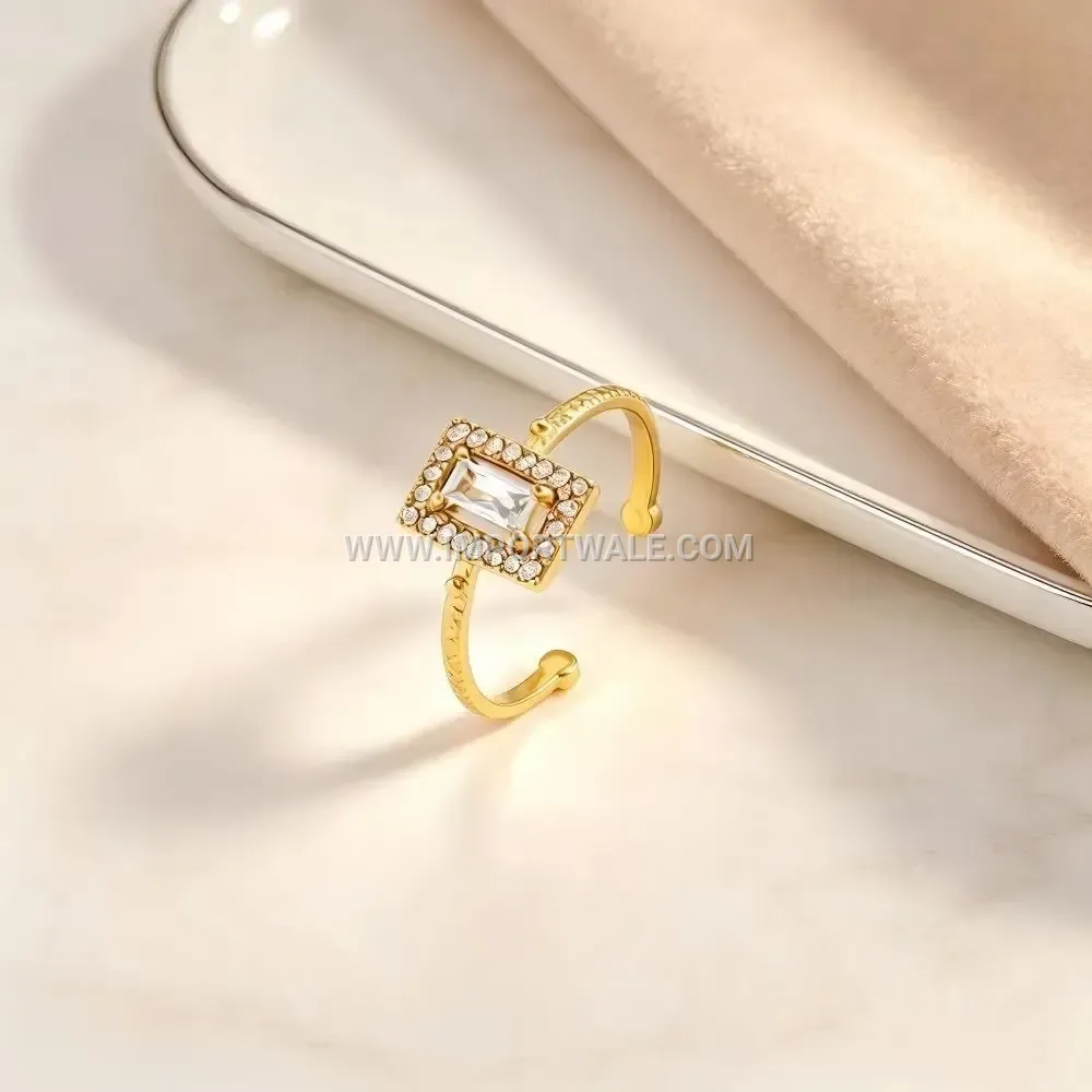Pavé Zircon Open Stainless Steel Ring