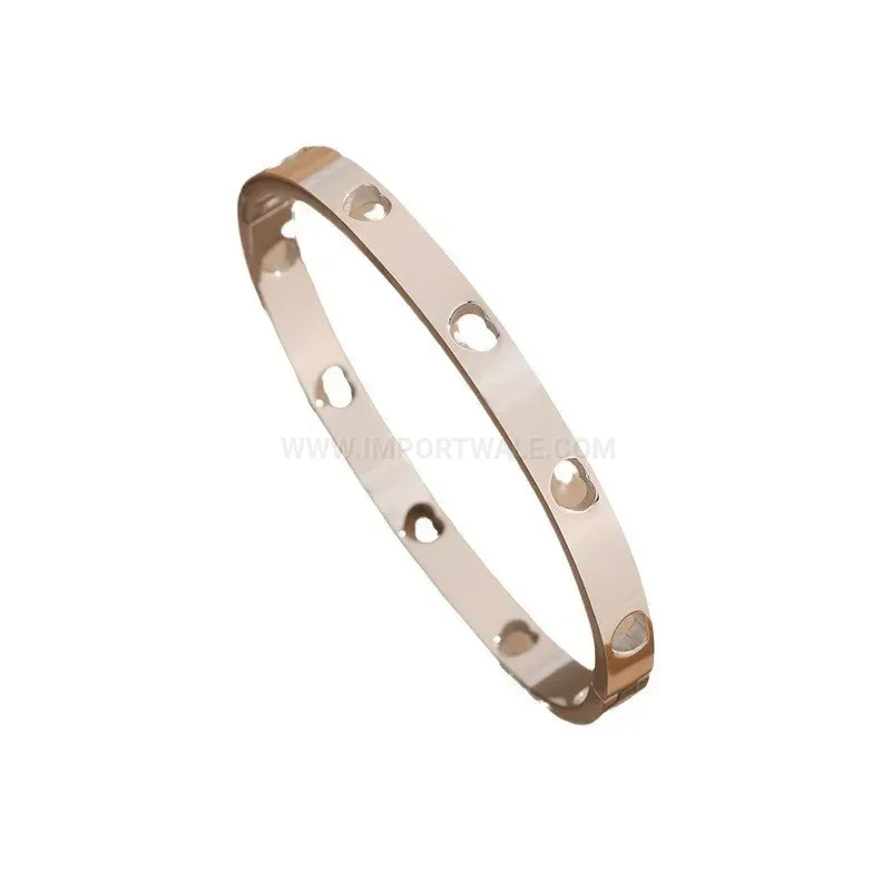Cutout Heart Clasp Stainless Steel Bangle Bracelet