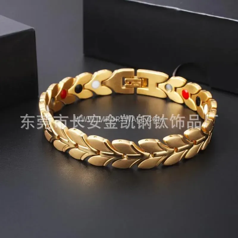 Faceted Fishtail Titanium Steel Magnetic Energy Bracelet