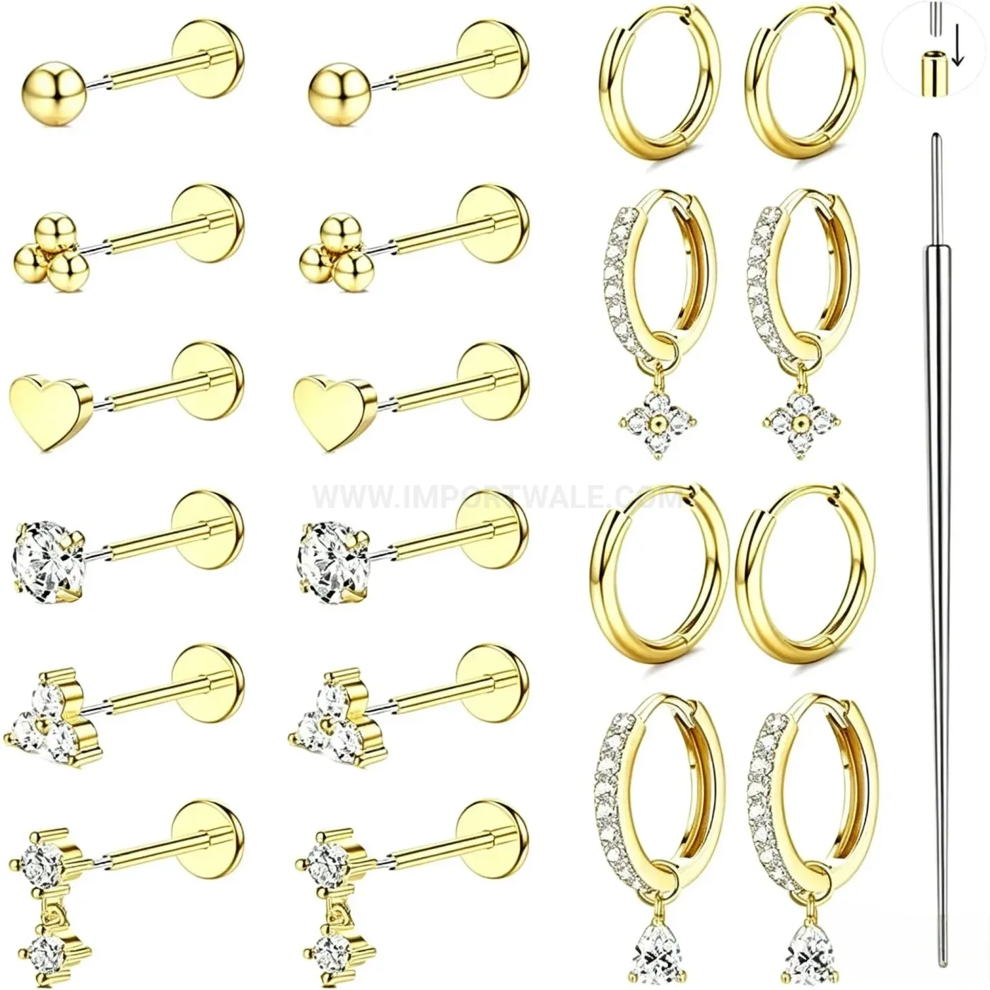 Classic Stainless Steel Zircon Body Piercing Jewelry Set