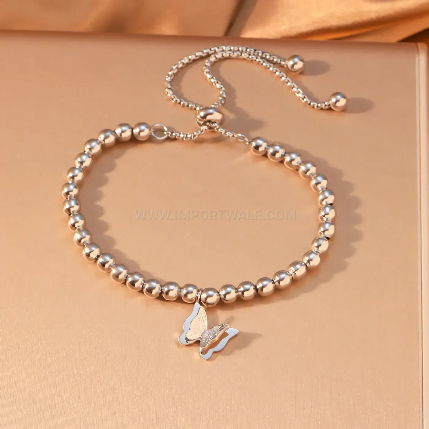 Stainless Steel Islamic Sabr Shukr Tawakkul Butterfly Beaded Bracelet