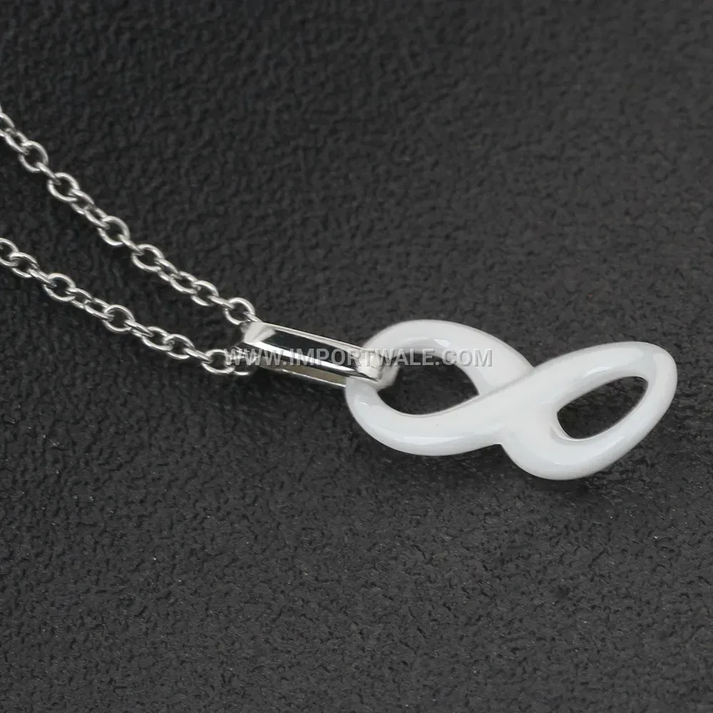 White Ceramic Figure Eight Layered Pendant Necklace