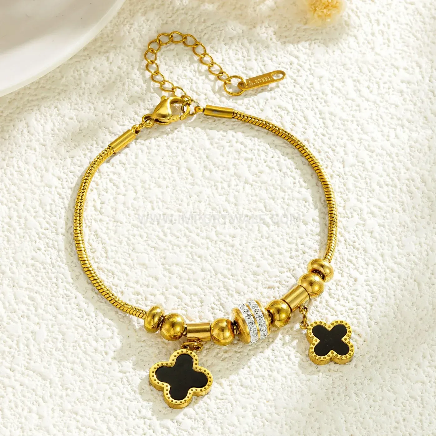 Rhinestone Titanium Steel Magnetic Clasp Bangle Bracelet