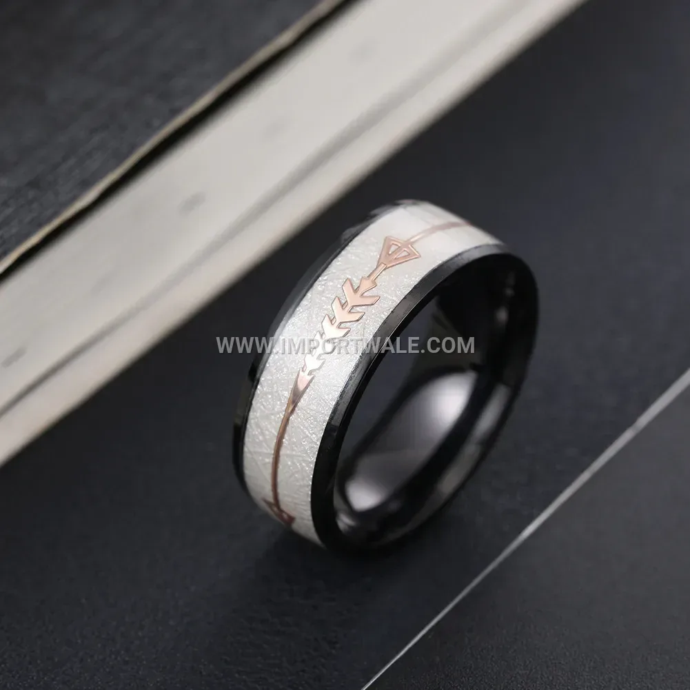 Arrow Fishbone Patterned Stainless Steel Band Ring