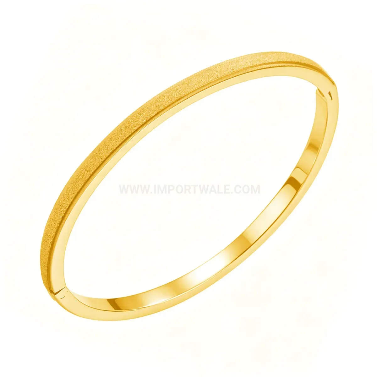 Trendy Frosted Finish Plated Stainless Steel Open Bangle Bracelet