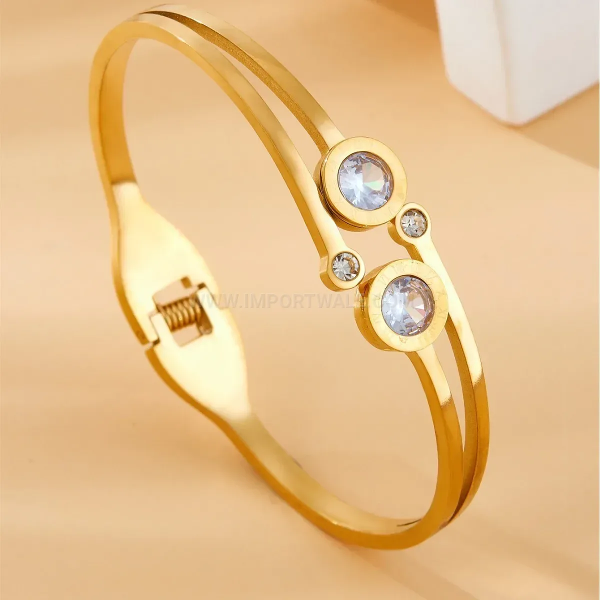 Designer Roman Numeral Crystal Pave Open Bangle