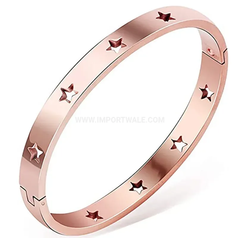 Fashion Cutout Star Stainless Steel Clasp Bangle Bracelet