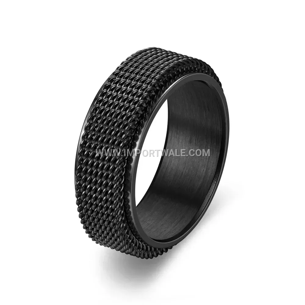 Woven Mesh Spinner Stainless Steel Band Ring