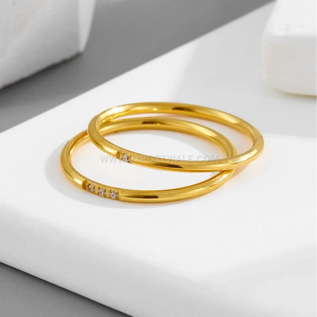 Ultra Fine Gold Plated Titanium Steel Zircon Ring