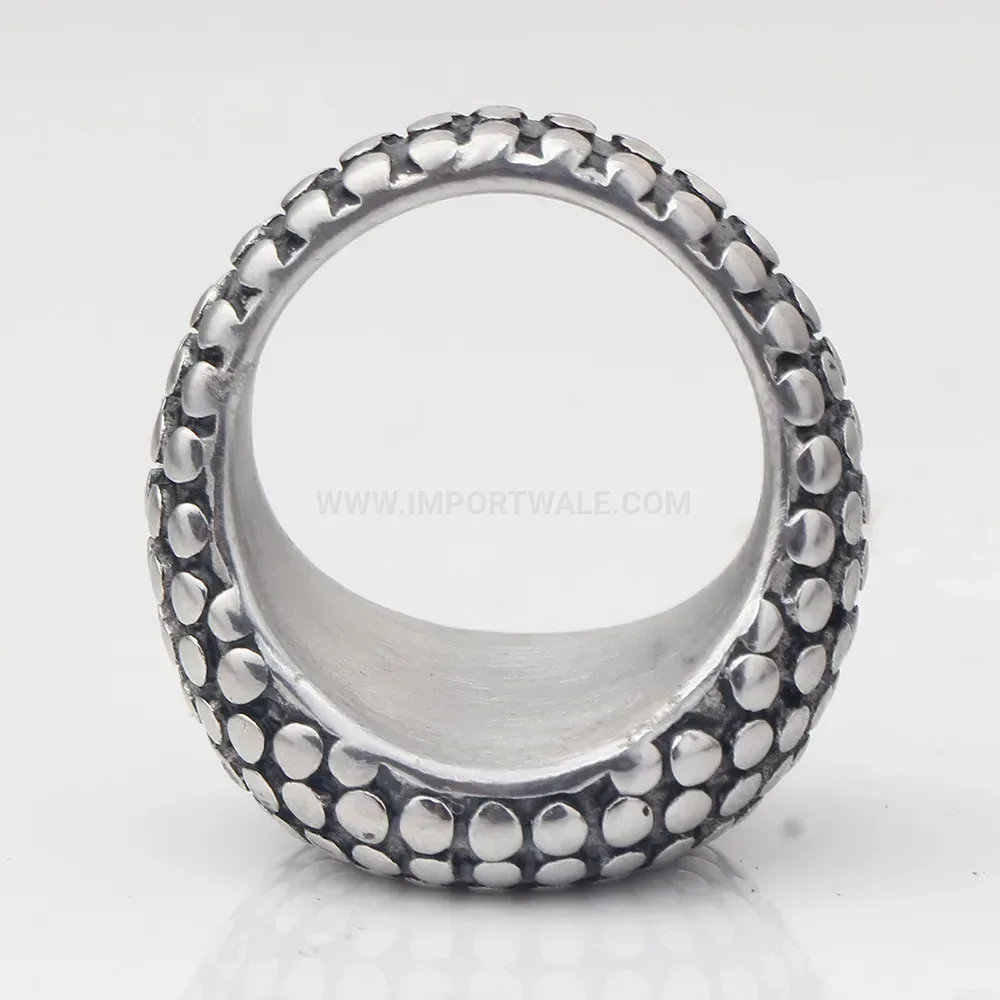 Trendy Cast Stainless Steel Studded Punk Band Ring